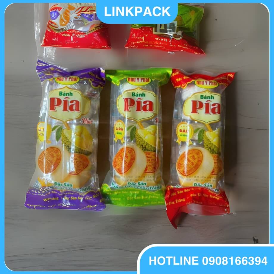 bao bì bánh pia mini dùng túi PA hút chân không