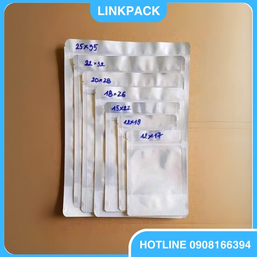 Túi Zip Bạc 1 Mặt 7 Kích thước túi zipper bạc 1 mặt