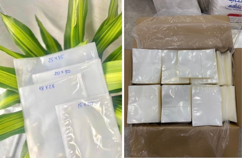 túi PA với các kích thước khác nhau.