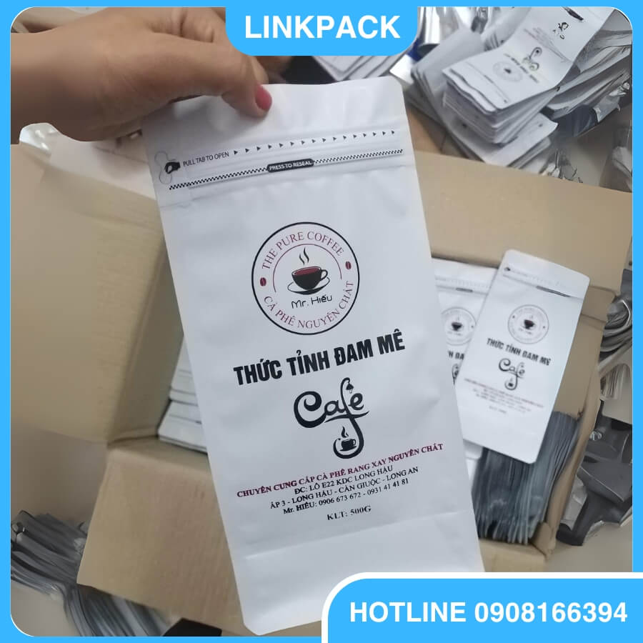 Túi zip 8 cạnh đựng cà phê