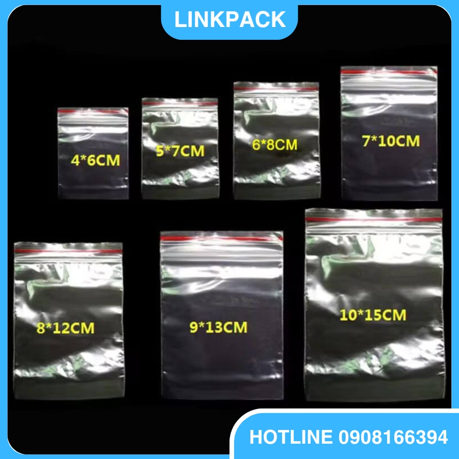 Túi Zip Chỉ Đỏ 6 túi zipper chỉ đỏ nhiều kích thước có sẵn