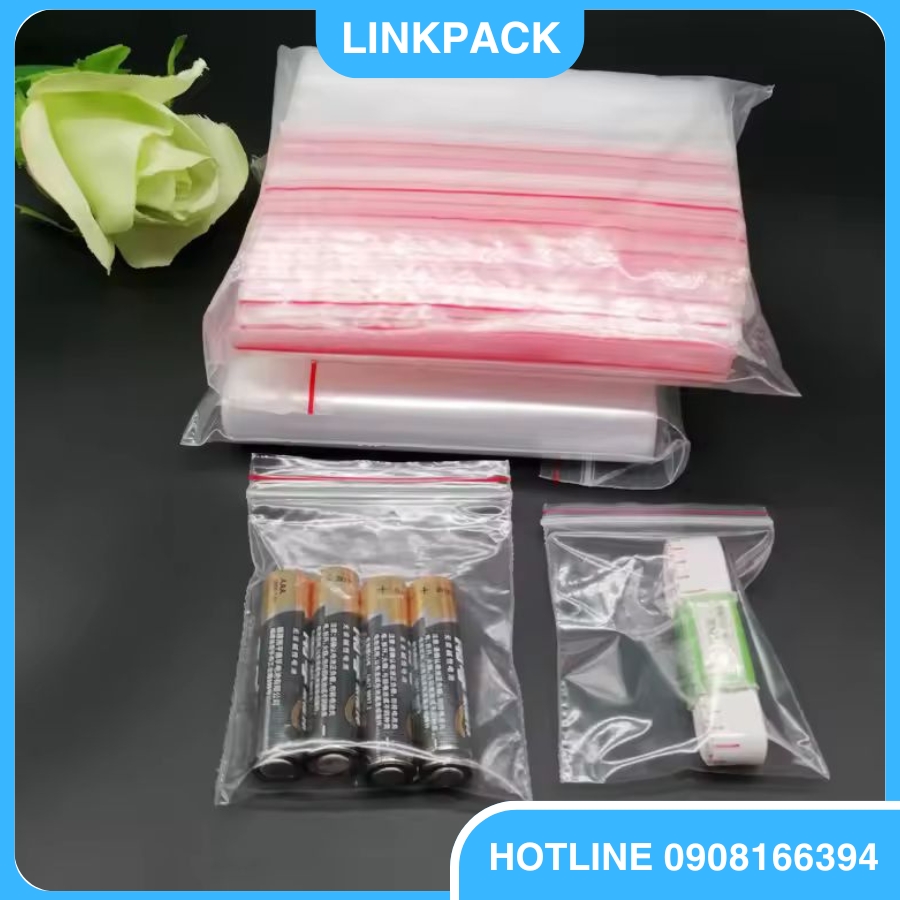 Túi Zip Chỉ Đỏ 2 túi zipper chỉ đỏ tiện dụng