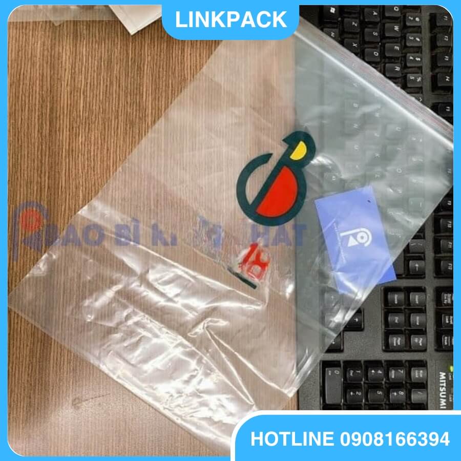 Túi zipper chỉ trắng in theo yêu cầu